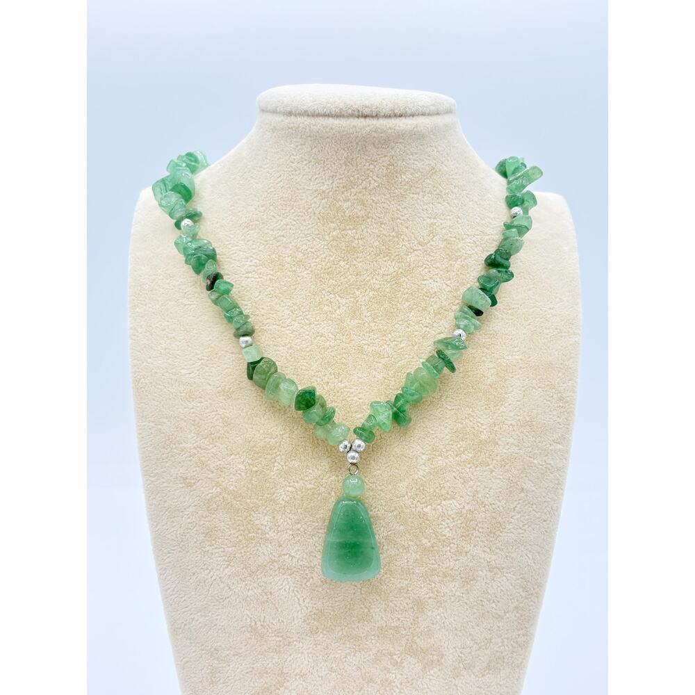 Green Aventurine Necklace with Trapezoidal Pendant –